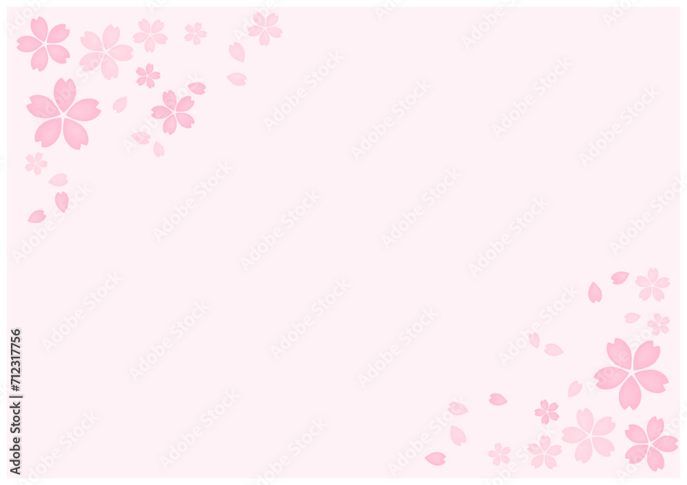 桜が美しい桜の花の散る春の和風フレーム背景5桜色
