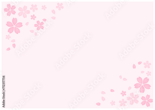 桜が美しい桜の花の散る春の和風フレーム背景5桜色