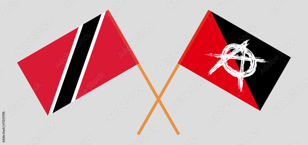 Crossed flags of Trinidad and Tobago and anarchy. Official colors. Correct proportion Crossed flags of Trinidad and Tobago and anarchy. Official colors. Correct proportion