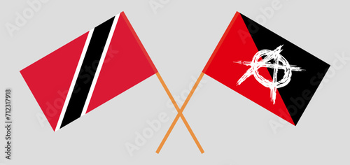 Crossed flags of Trinidad and Tobago and anarchy. Official colors. Correct proportion