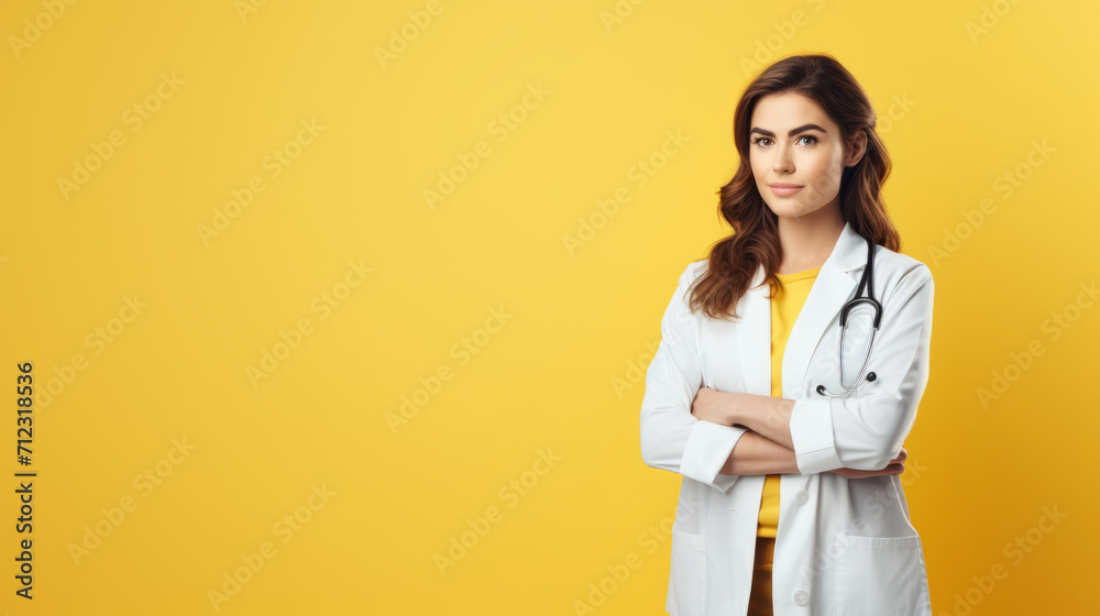 Young female doctor standing with arms crossed Young female doctor standing with arms crossed