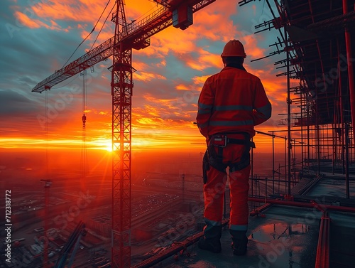 Engineer inspects mobile work drawing while the sun shines
