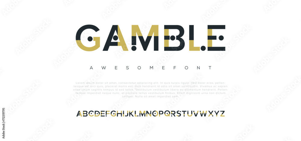 Gamble Modern abstract digital alphabet font. Minimal technology typography, Creative urban sport fashion futuristic font and with numbers. vector illustration - obrazy, fototapety, plakaty 