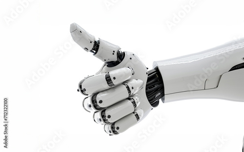 Isolated robotic arm showing okay sign on white background