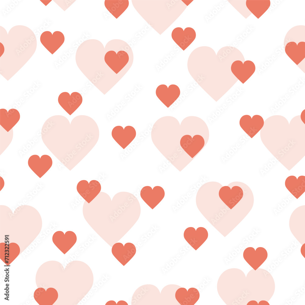 Seamless pattern of hearts on white background. Valentines day concept. Love concept.
