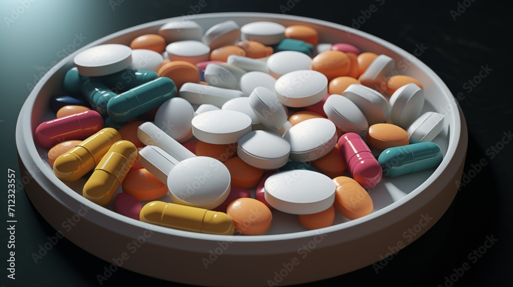Various pills and tablets on a pill tray Various pills and tablets on a pill tray
