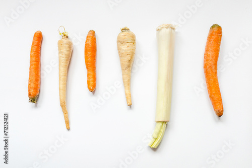 Vegetables set. Celery and carrot on light background. Healthy eating concept. Creative layout with copy space. Flat lay, top view