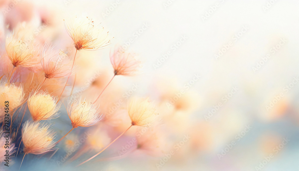 Fototapeta premium Peach Fuzz flowers on white backdrop