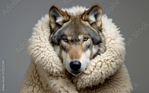 A wolf dressed in sheep's fleece photo