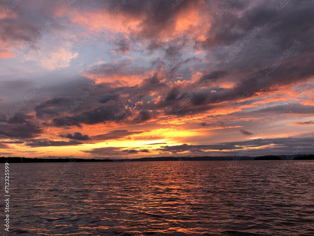 Sunset over Swedish lake