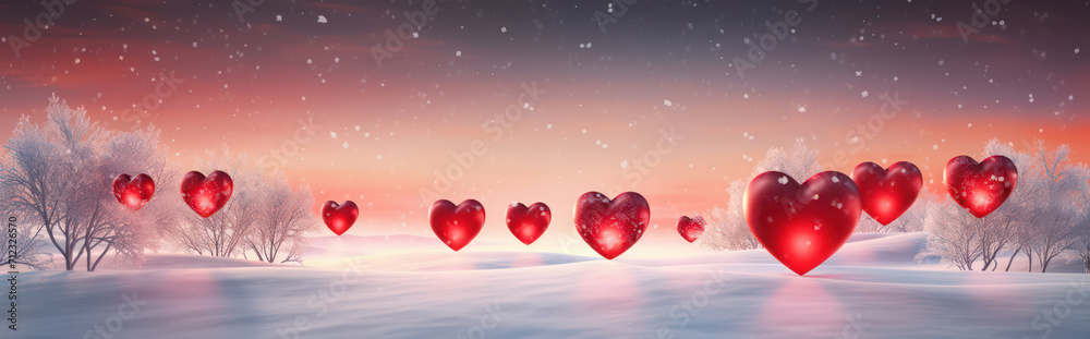 Romantic Love Celebration: Shiny Red Heart on Abstract Bokeh Background