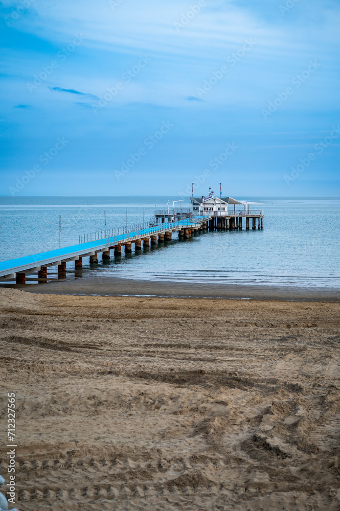 Lignano Pineta. the pier overlooking the sea and its spiral shape.
