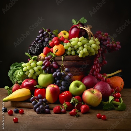 A bunch of different fruits and vegetables on a table © Georgii