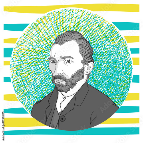 Vectorial portrait illustration of the painter Vincent Van Gogh	
 (ID: 712328185)