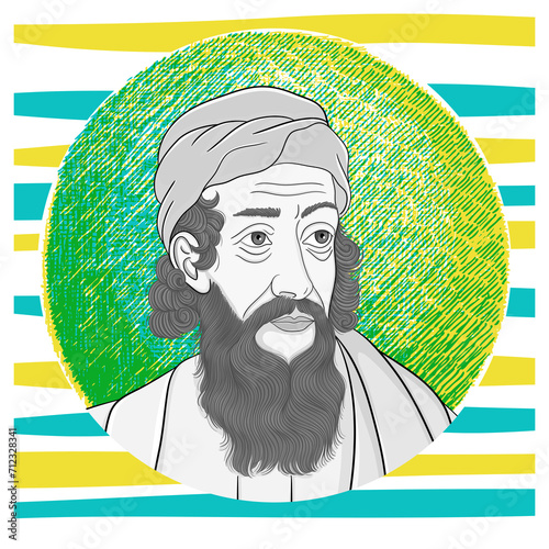 Great greek scientist and philosopher pythagoras flat vector illustration	
 (ID: 712328341)