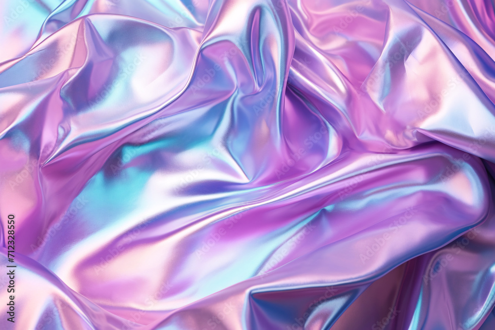 Crumpled Iridescent Foil Real Texture Holographic Background, 80s Style Crumpled Iridescent Foil Real Texture Holographic Background, 80s Style