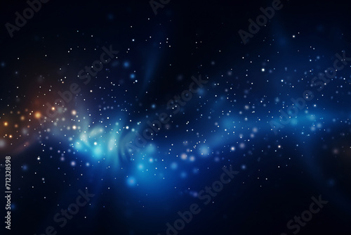 Dark Blue Glow Particle Abstract Background, Galaxy, Stars, Space