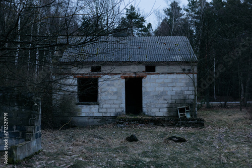 opuszczony dom po środku lasu, pustostan
