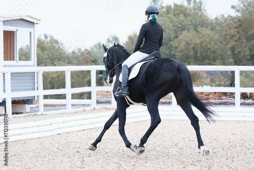 Effect of reins. Equestrian sports. Young riders