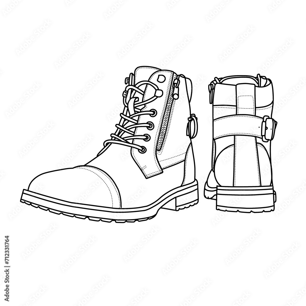 Technical Sketch Drawing Of Men Casual Leather Boots Line Art Suitable technical-sketch-drawing-of-men-casual-leather-boots-line-art-suitable