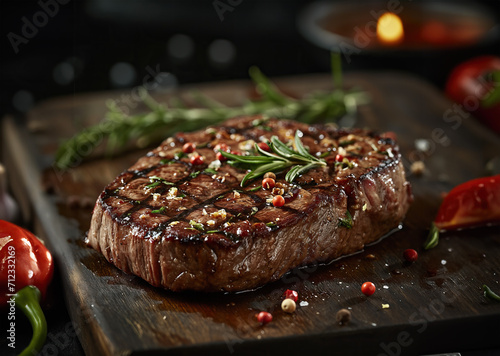 Juicy grilled porterhouse-steak with herbs and spices