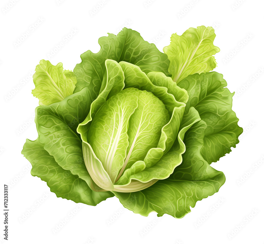Fototapeta premium lettuce, cabbage, vegetable, food, illustration, vector, dicut, PNG file, isolated background.