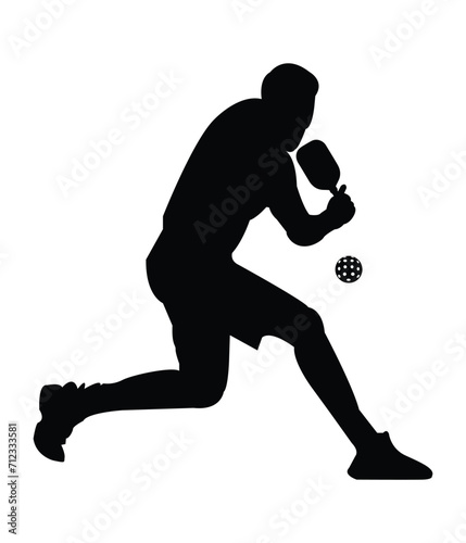Pickleball Player Black Vector. You can use it as club logo, banner design etc.
