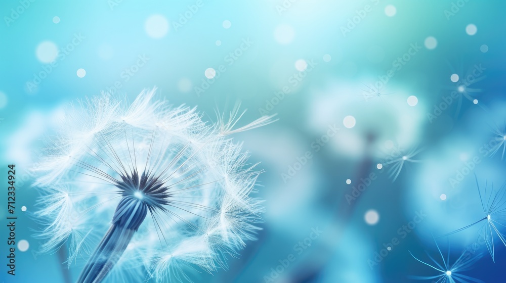 Naklejka premium Dandelion seeds close-up. Generative ai