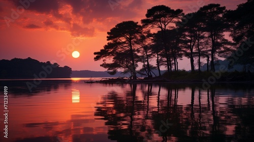 sunset over lake © Muhammad