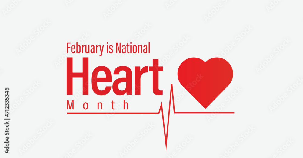 National Heart Month banner. Observed in February in the UK.