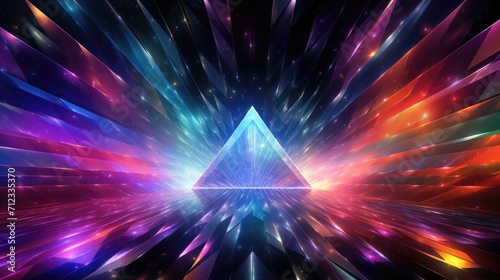 Triangle or prism light passing through space abstract background illustration. Generative ai