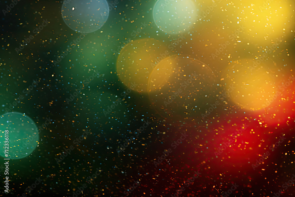 Abstract Red, Yellow, and Red Color Glitter Sparkle Blur Bokeh Background. Copy Space for Your Text, Black History Month Concept