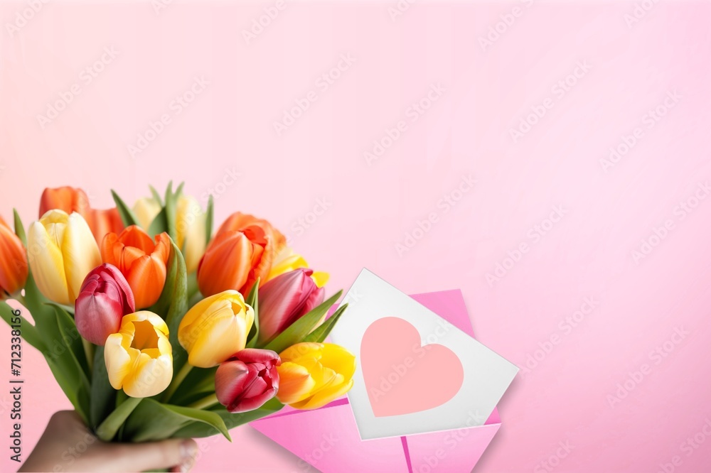 Mother's Day fresh colored bouquet of tulip flowers