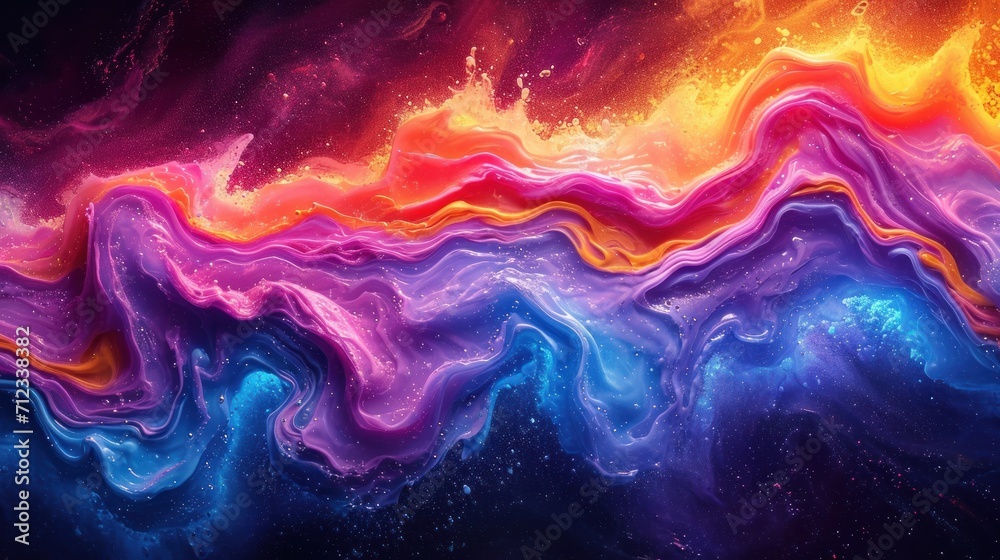 Abstract Wave Pastel Colored Liquid Lines with Vibrant Colors Wallpaper - obrazy, fototapety, plakaty 