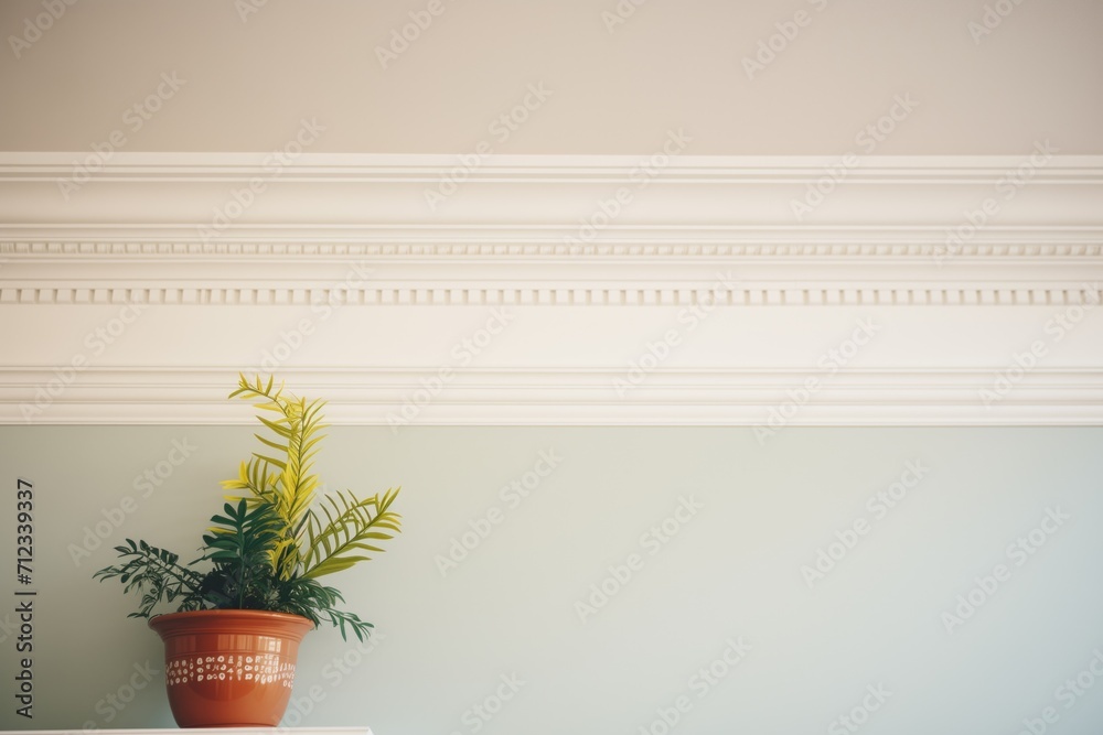 overhead interior shot of georgian crown molding with dentil texture ...