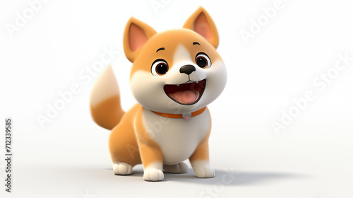Shiba inu puppy with smile sitting  on white background cartoon 