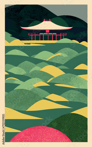 Spring Reverie: Celebrate the Season Amidst Majestic Mountains with our Festival Poster.