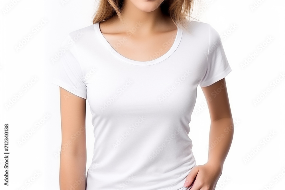 Woman in White Tshirt Mockup created with Generative AI Woman in White Tshirt Mockup created with Generative AI