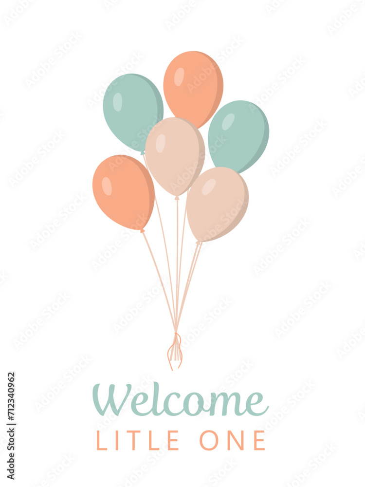 Welcome little one card with ballons