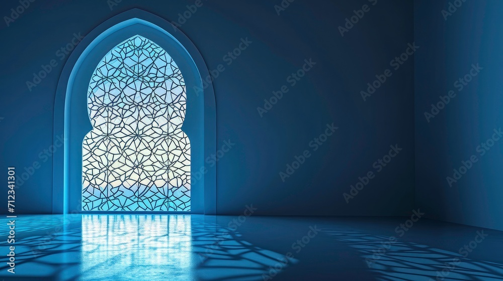 Islamic design greeting card background Islamic window and reflect Islamic design greeting card background Islamic window and reflect