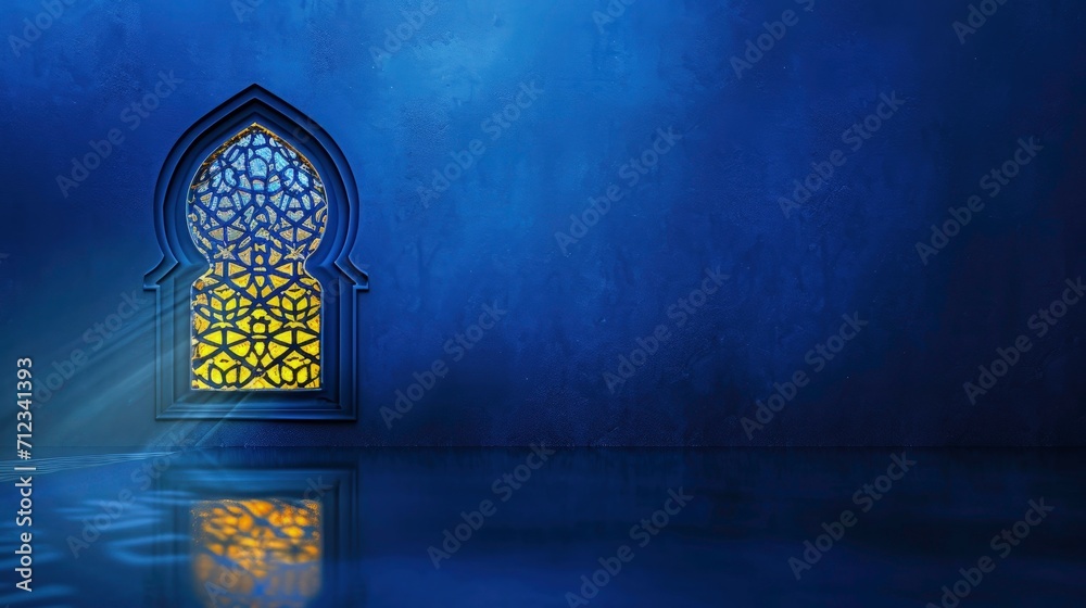 Islamic design greeting card background Islamic window and reflect  - obrazy, fototapety, plakaty 