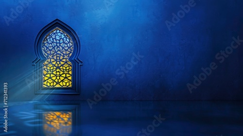 Islamic design greeting card background Islamic window and reflect  photo
