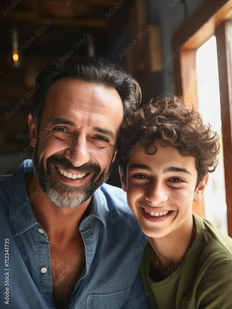 Portrait of happy father with son. Father Day. Concept family