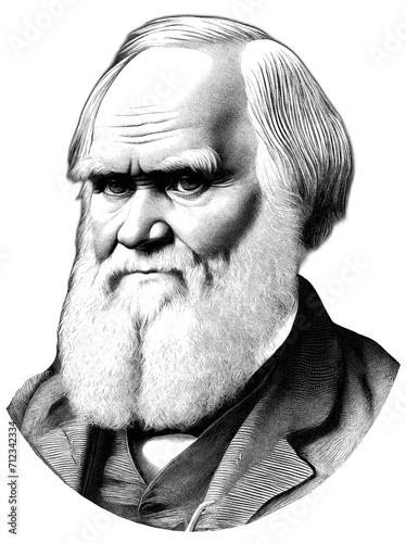 Portrait Charles Darwin, generative AI 