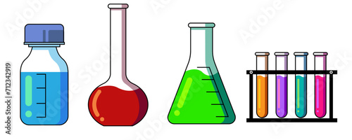 chemistry bottle science vector  set