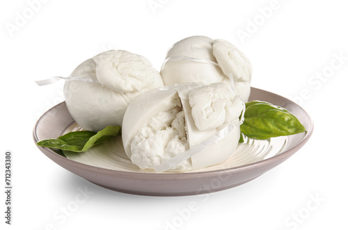 Plate of tasty Burrata chee...