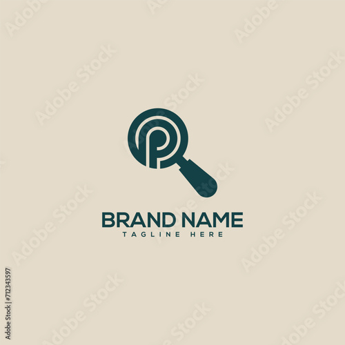 Alphabet letter P find symbol logo icon design template vector elements.