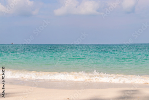 Nature landscape view of beautiful tropical beach and sea in sunny day. Beach sea space area © Chalearmrat