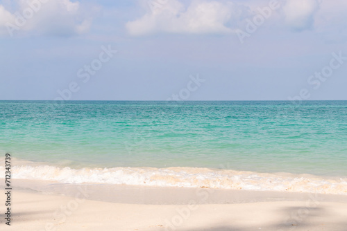 Fototapeta Naklejka Na Ścianę i Meble -  Nature landscape view of beautiful tropical beach and sea in sunny day. Beach sea space area