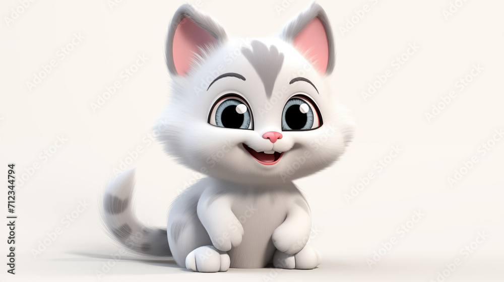Naklejka premium cute american short hair cat on white backgroud 3d cartoon